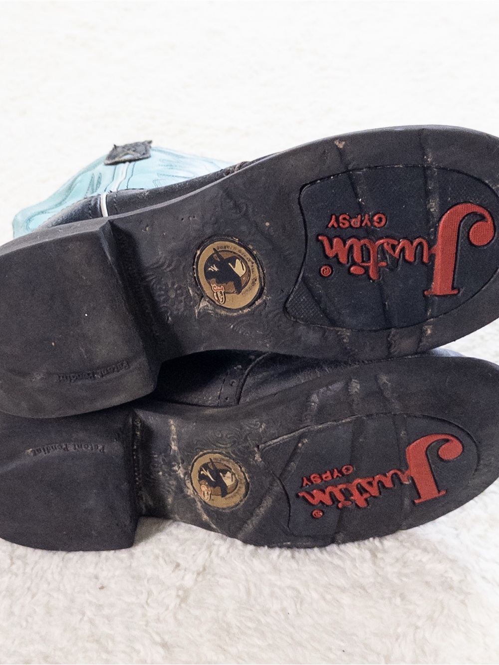 Justin Gypsy Blue Black Leather Cowboy Boots Women’s Size 7B - Picture 5 of 9